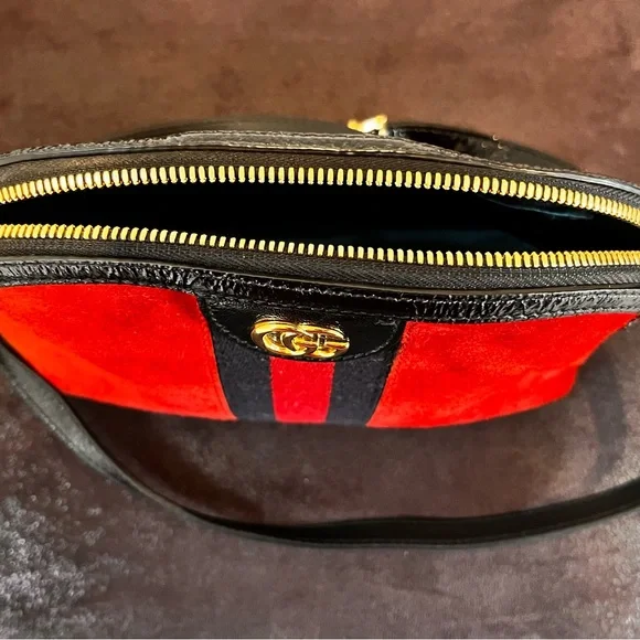 Gucci Vintage Red Suede – Small Ophidia Dome Crossbody Bag - Picture 11 of 17